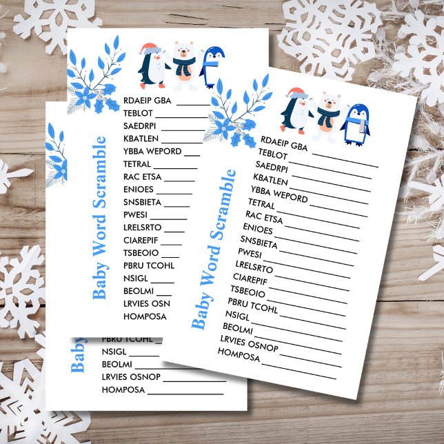 Lámina Bebé Word Juego de escramble invierno oso polar pi (Subido por el creador)