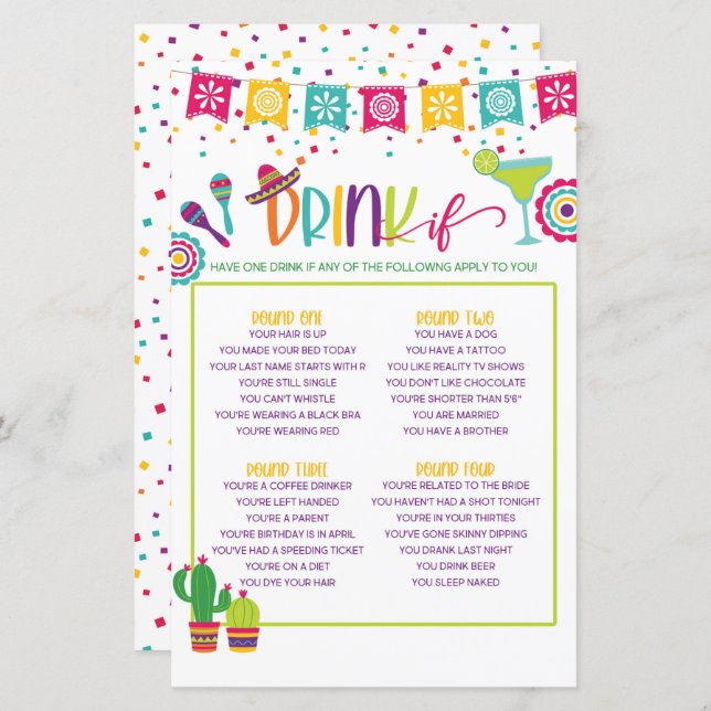 Lámina Beber si juego - Fiesta WH (Anverso / Reverso)