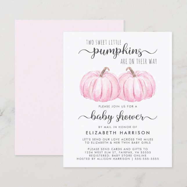 Lámina Bebés gemelos Chicas Calabaza Por Invitación Por C (Anverso / Reverso)