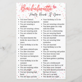 Lámina Bebida de Bachelorette Party si es juego