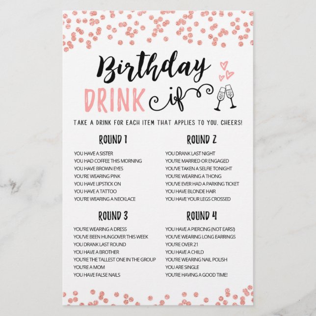 Lámina Bebida de cumpleaños SI juego de fiesta de cumplea (Anverso)