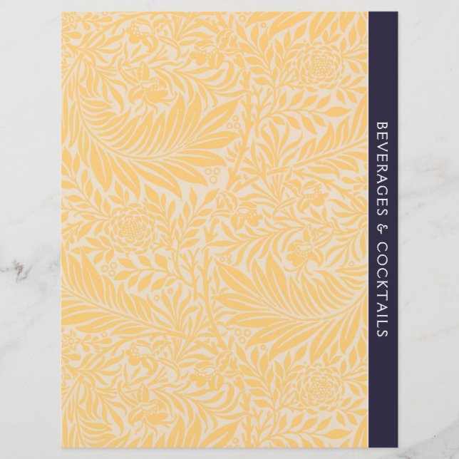 Lámina Bebidas | Divisor de recetas | Vintage Gold Floral (Anverso)