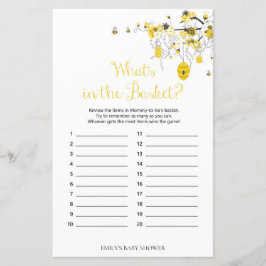 Lámina Bee Baby Shower Game - What's in the Basket Game
