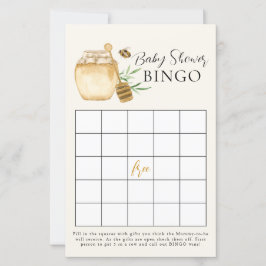 Lámina Bee Baby Shower Yellow Bingo Game Card