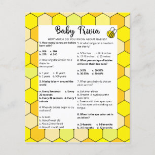 Lámina Bee Baby Trivia   Juego Baby Shower