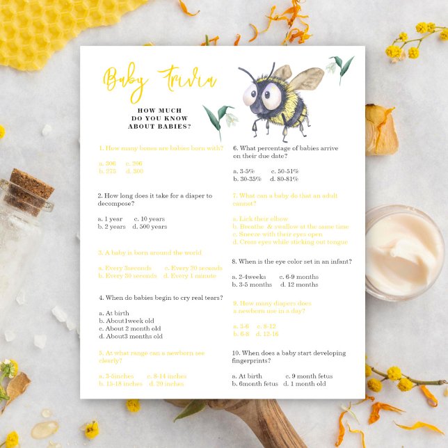 Lámina Bee - Baby Trivia | Juego Baby Shower (Subido por el creador)