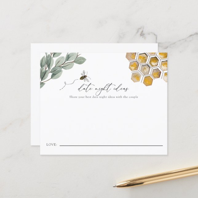 Lámina Bee Date Ideas Nocturnas Bridal Shower (Anverso/Reverso In Situ)