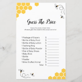 Lámina Bee Watercolor adivina el precio Juego