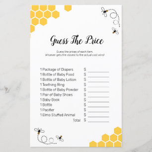 Lámina Bee Watercolor adivina el precio Juego