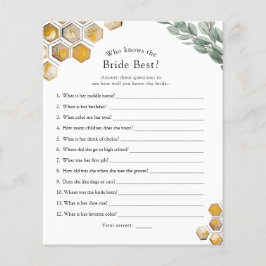 Lámina Bee Who Know the Bride Best Bridal Shower Game