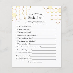 Lámina Bee Who Know the Bride Best Bridal Shower Game