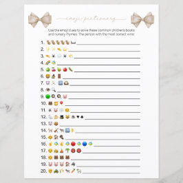 Lámina Beige Bow Emoji moderna Books Juego de Baby Shower