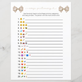 Lámina Beige Bow juego de Baby Shower de Emoji moderna