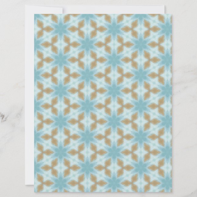 Lámina Beige on Blue geometric tile scrapbook paper (Anverso)