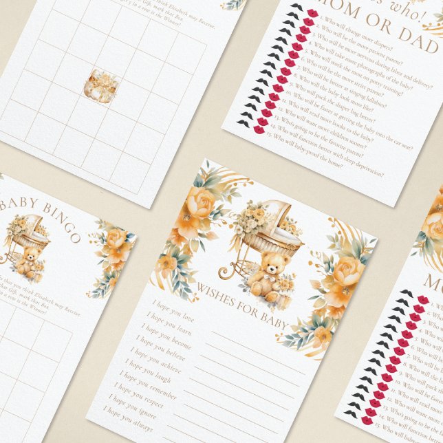 Lámina Beige y Faux Gold Desean Juego Baby Shower (Subido por el creador)