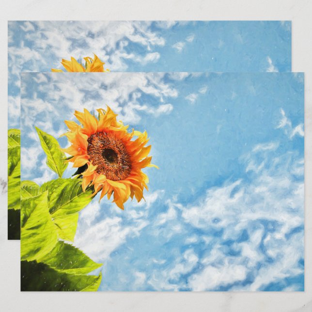 Lámina Bella Artes De Desnudos Del Cielo Azul Del Girasol (Anverso / Reverso)