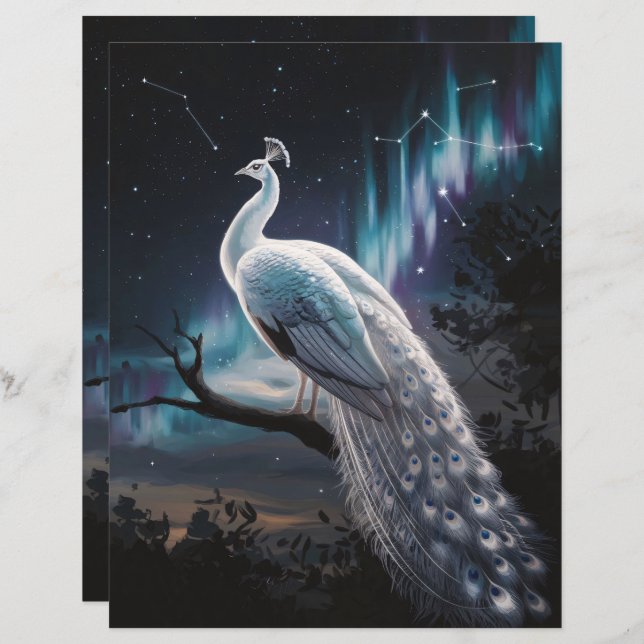 Lámina Bella Papel Escenario De Peacock Blanco (Anverso / Reverso)