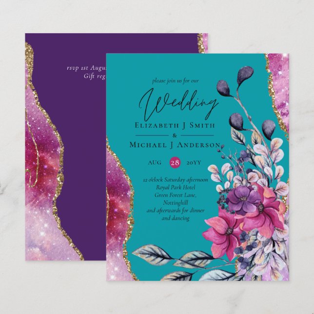 Lámina Bello PRESUPUESTO Boda de Agato Floral Verde azula (Anverso / Reverso)
