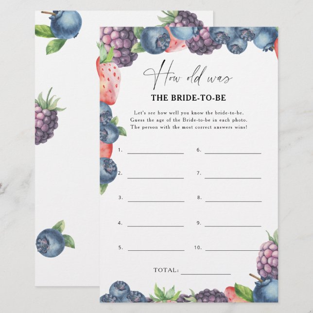 Lámina Berry dulce - ¿Cuántos años tenía la novia para ju (Anverso / Reverso)