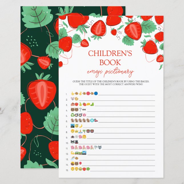 Lámina Berry dulce juego de Emoji de libros para niños (Anverso / Reverso)