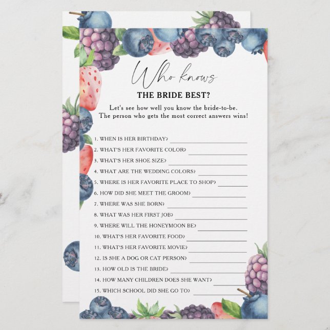 Lámina Berry dulce - Quién conoce el mejor juego de la no (Anverso / Reverso)