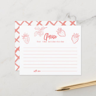 Lámina Berry in Love Strawberry Bridal Shower Advice Card
