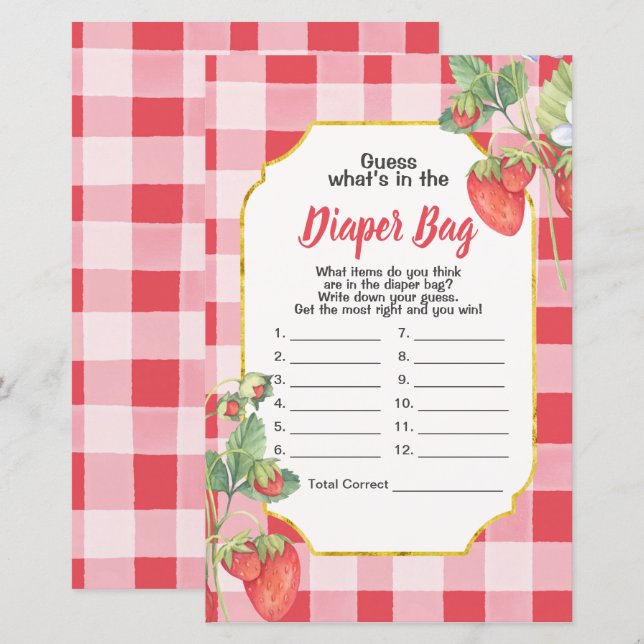 Lámina Berry Sweet Adivina qué hay en la bolsa de pañales (Anverso / Reverso)