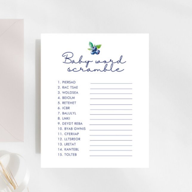 Lámina Berry Sweet Baby Shower Baby Word Scramble Game (Subido por el creador)