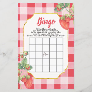 Lámina Berry Sweet Baby Shower Bingo Cards Paper Sheet
