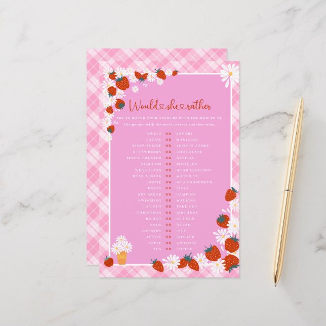 Lámina Berry Sweet Prefiere Un Juego De Baby Shower (Anverso/Reverso In Situ)