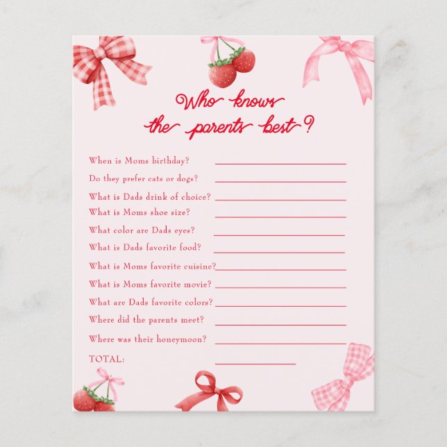 Lámina Berry Sweet quien conoce a los padres de juego de  (Anverso)