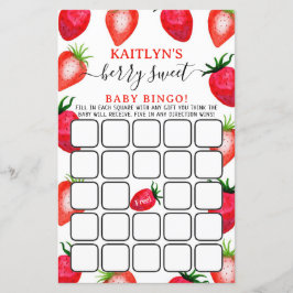 Lámina Berry Sweet Strawberry Baby Shower Bingo Juego