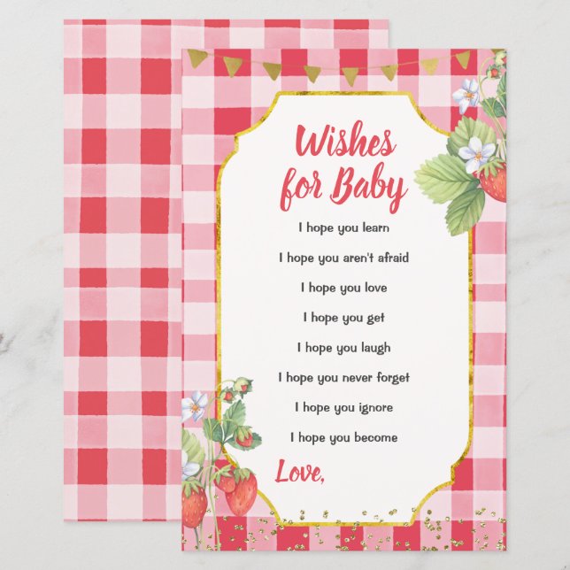 Lámina Berry Sweet Strawberry Summer Wiers for Baby Card (Anverso / Reverso)