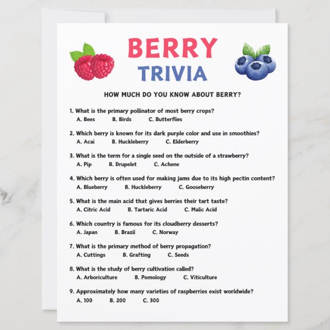 Lámina Berry Trivia Game (Anverso)