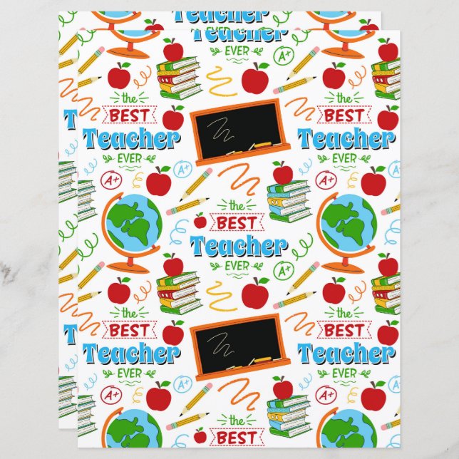 Lámina Best Teacher Scrapbook Paper (Anverso / Reverso)