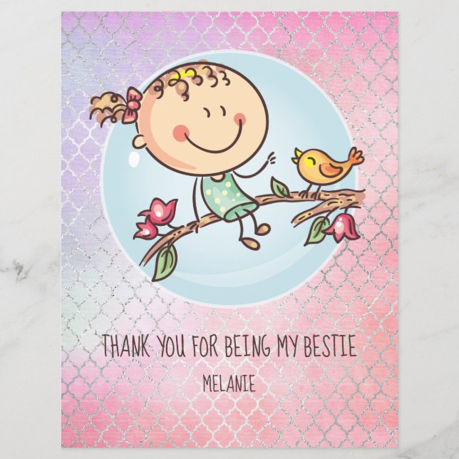 Lámina BFF lindo Besties Kawaii regalos para Chicas amigo (Anverso)