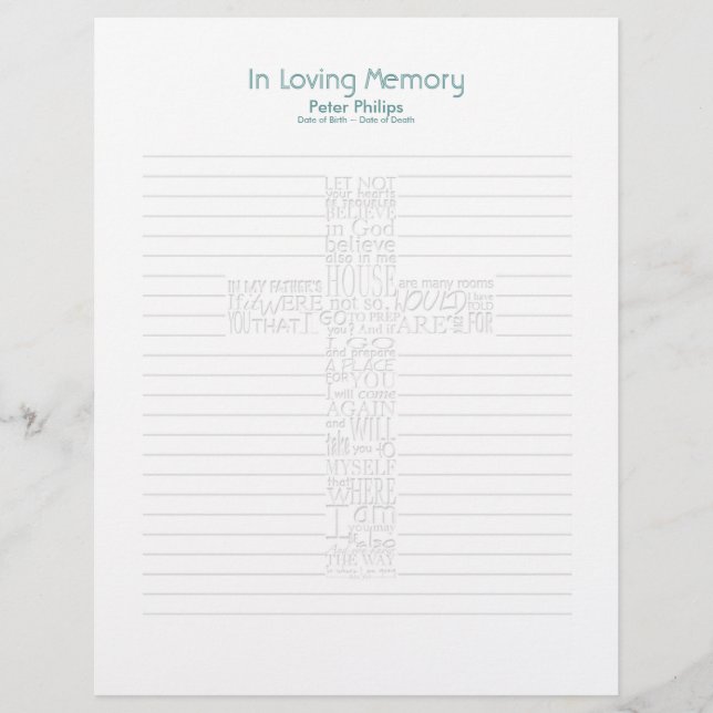 Lámina Biblia Verses John14 Funeral Book Filler Page - 1 (Anverso)