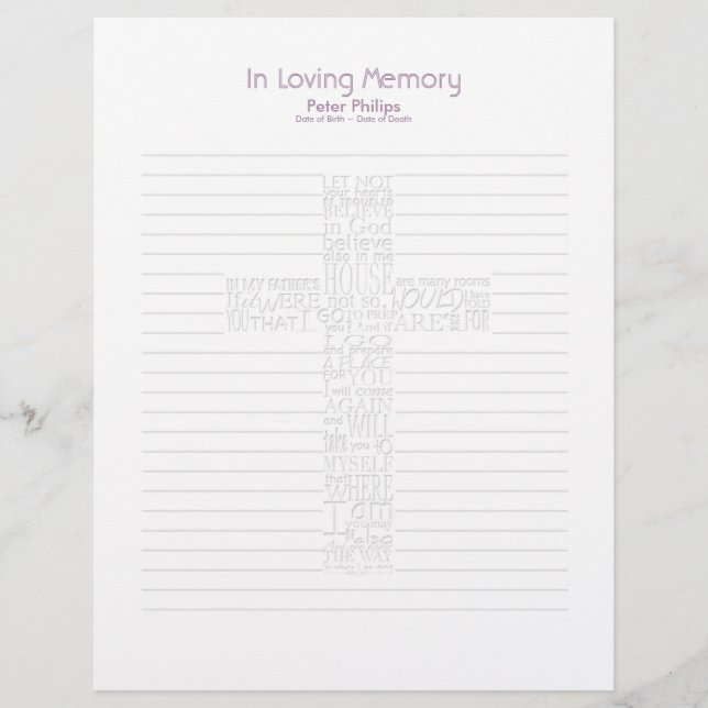 Lámina Biblia Verses John14 Funeral Book Filler Page - 5 (Anverso)