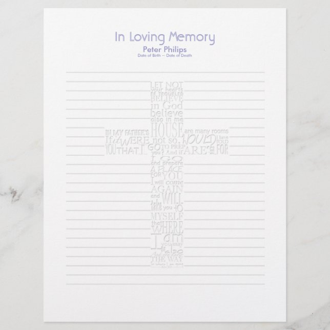 Lámina Biblia Verses John14 Funeral Book Filler Page - 6 (Anverso)