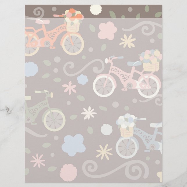 Lámina Bicicleta y flores retro (Anverso)