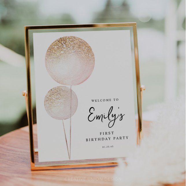 Lámina Bienvenida al presupuesto por el primer cumpleaños (Minimal First Birthday)