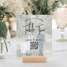 Lámina Bienvenida boda 2 Fotos y número de tabla QR del s