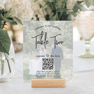 Lámina Bienvenida boda 2 Fotos y número de tabla QR del s