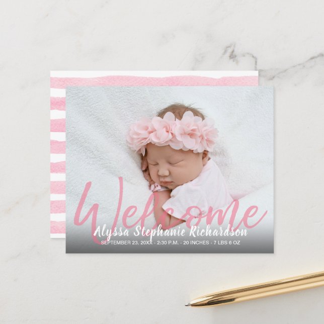 Lámina Bienvenida rosada presupuestal 1 Invitación de beb (Anverso/Reverso In Situ)