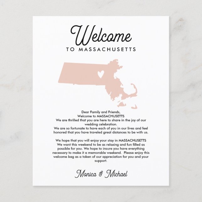Lámina Bienvenido MASSACHUSETTS Carta & Itinerario CUALQU (Anverso)