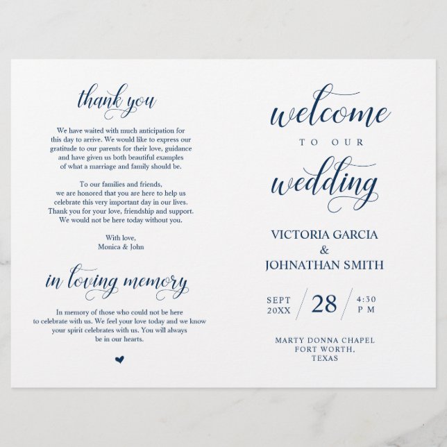 Lámina Bienvenidos a nuestra ceremonia de Boda (Anverso)