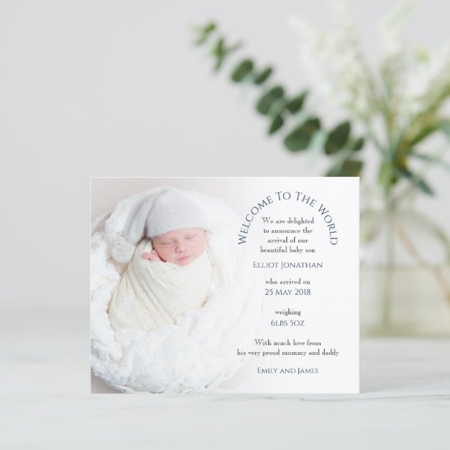 Lámina Bienvenidos al anuncio del nacimiento de la foto e (Anverso de pie)