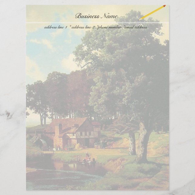 Lámina Bierstadt Albert, Un Molino Rústico (Anverso)