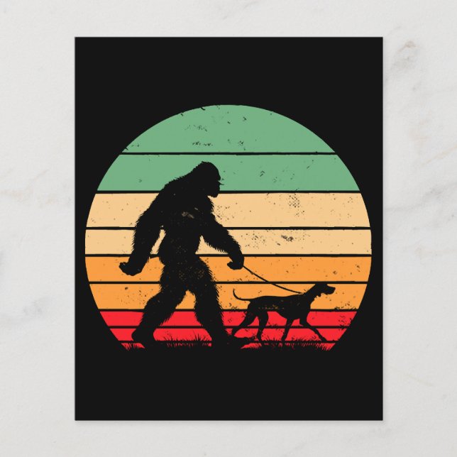 Lámina Bigfoot paseando perro Pointer de pelo corto alemá (Anverso)