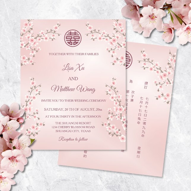 Lámina BILINGÜE PRESUPUESTARIO | Boda chino floral rosa (Subido por el creador)